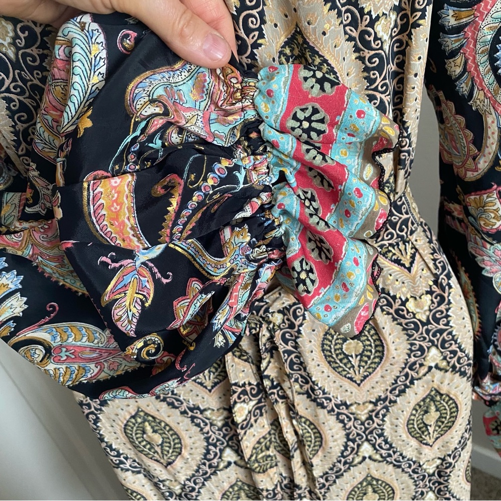 Karma Highway NWOT maxi dress, Boho, gypsy festival Paisley rich colors ruffle - Picture 11 of 16